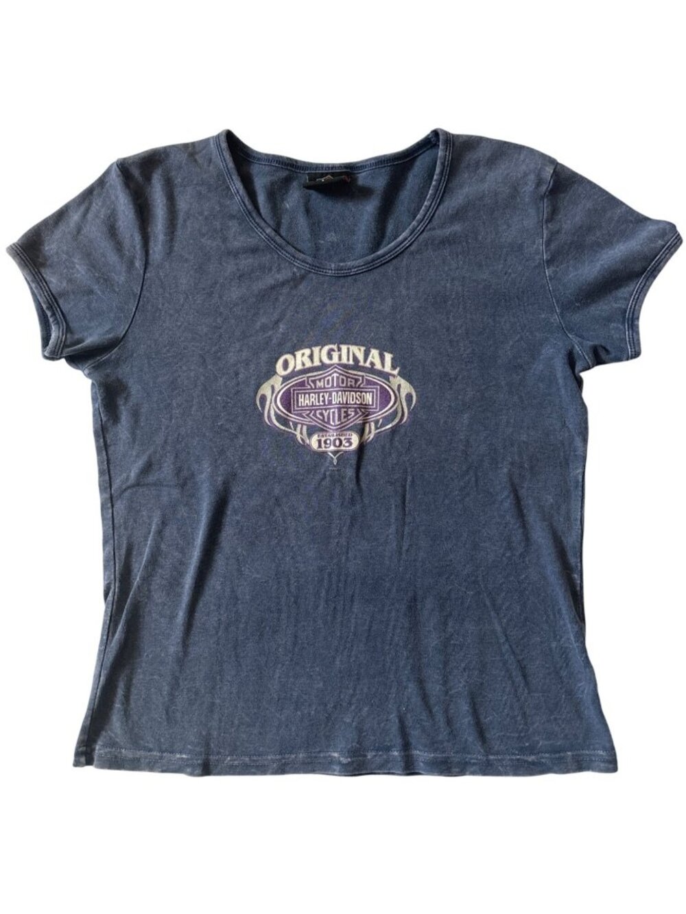 VTG Harley-Davidson Original 1903 Denali Alaska T-Shirt L Blue 100 % Cotton
